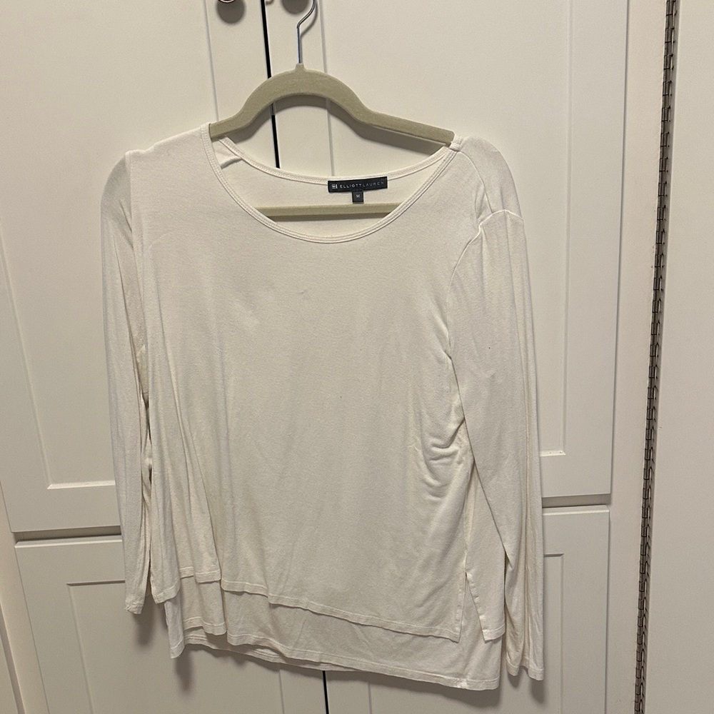 Max Studio Cream Long Sleeve Top